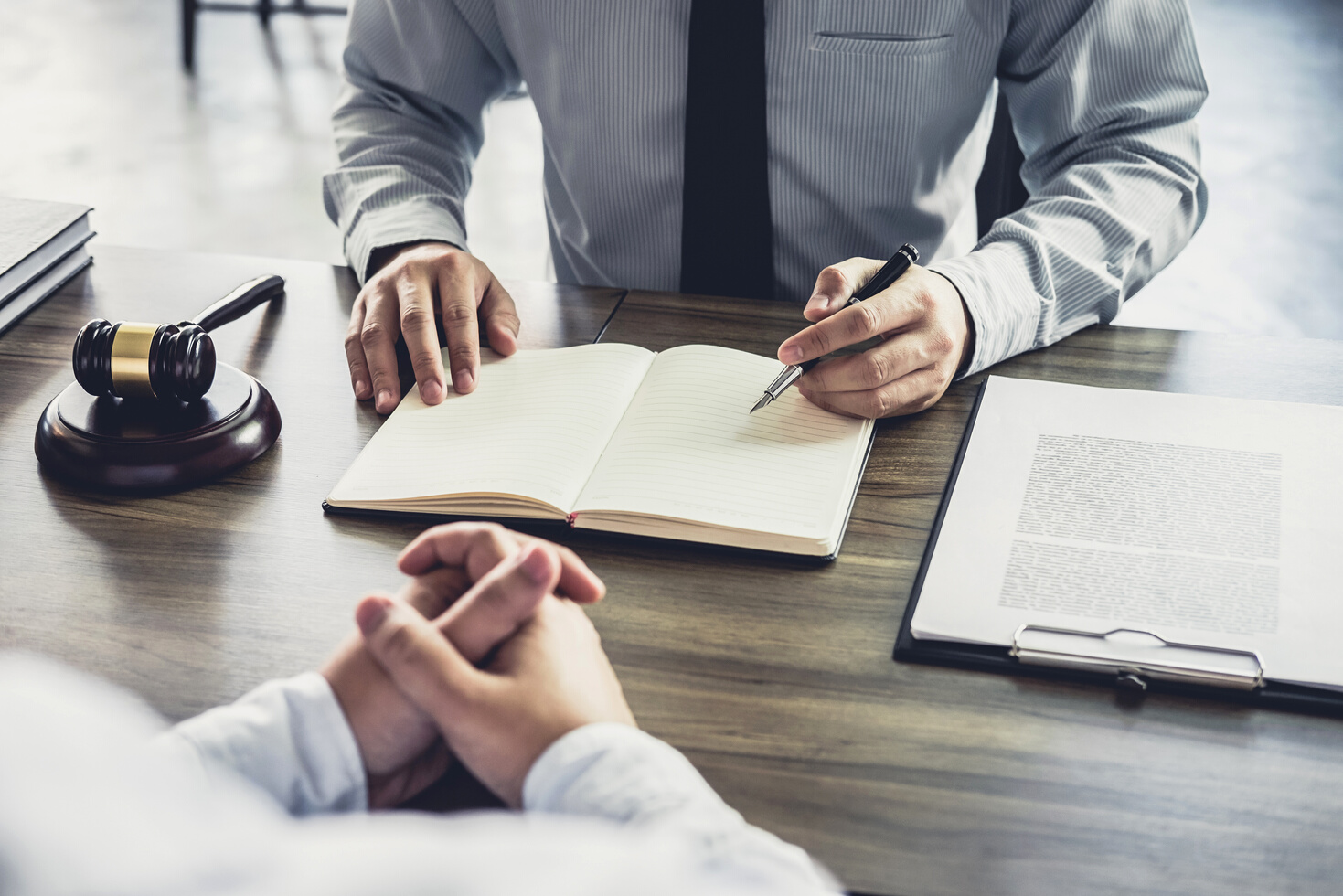 Customer service good cooperation, Consultation between a Businessman and Male lawyer or judge consult having team meeting with client, Law and Legal services concept